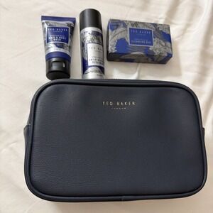 Ted Baker London Men's Toiletry Dopp Kit Bag Blue NWOT‎ w/ Bottles Travel Loaf